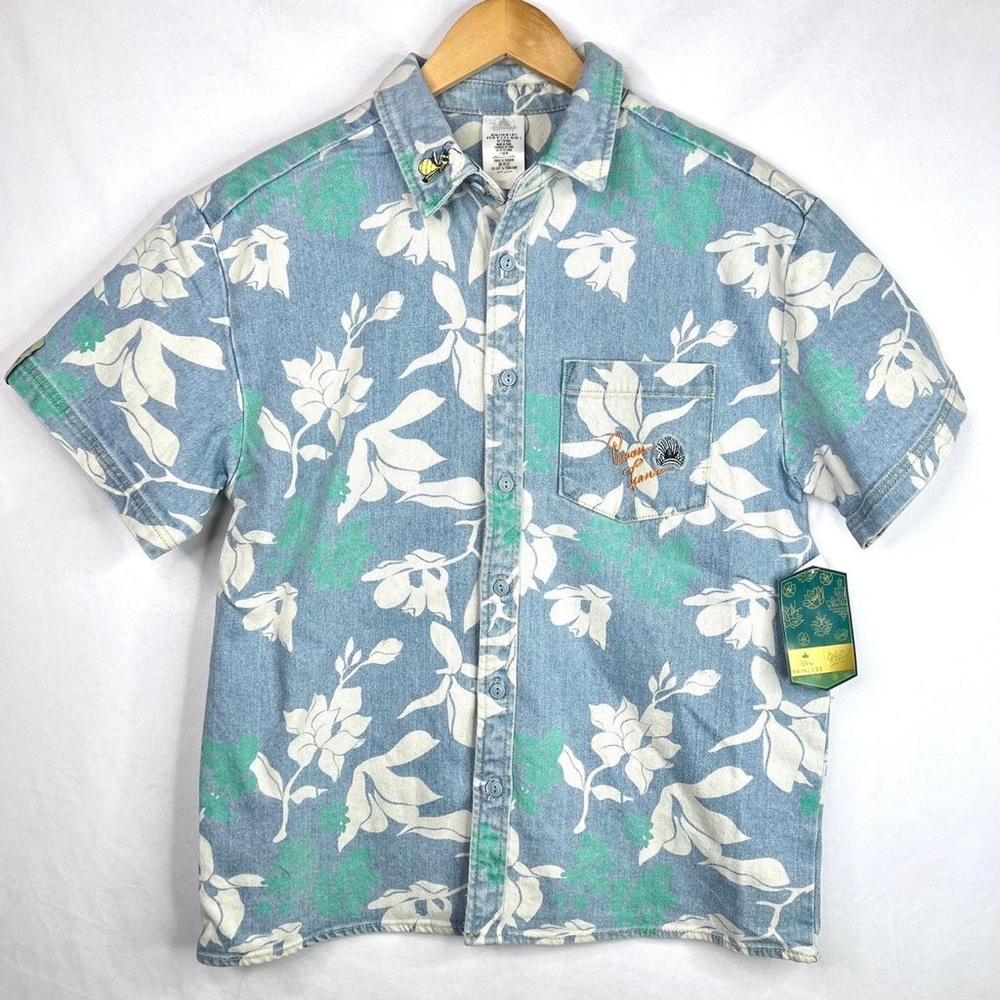 Disney Princess Tiana Prince Naveen Denim Button Down Shirt Size Medium NEW